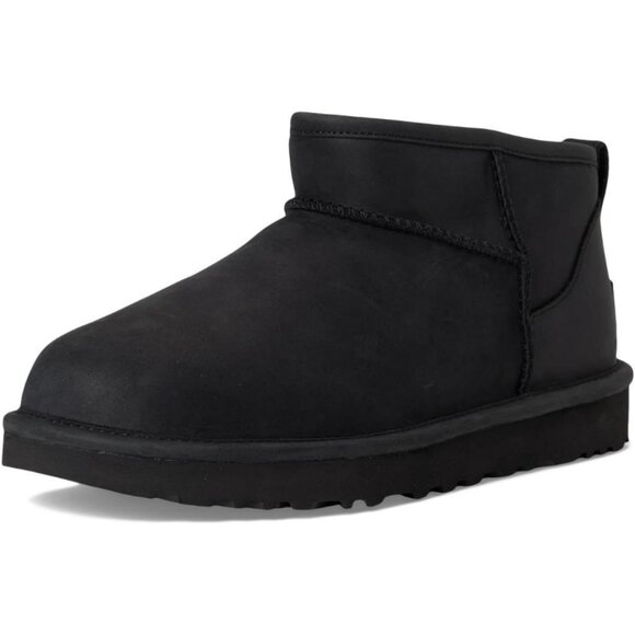 UGG Women's Black Rounded Toe Sheepskin Lining Classic Ultra Mini Classic Boot - Picture 1 of 7